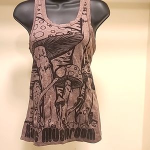 Purple tank top size small with mushrooms